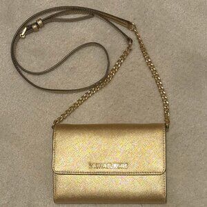 Michael Kors jet set Smart phone Crossbody WOC GOLD